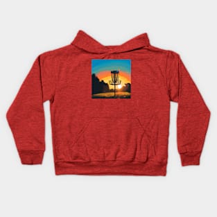 Disc Golf Against a Morning Sunrise Kids Hoodie